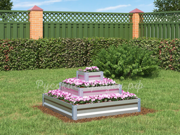 Клумба «Квадратная 3 яруса» оцинкованная